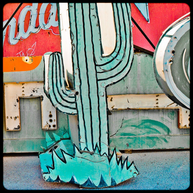 Neon Cactus Sign Photo Cactus Wall Art Las Vegas Cactus