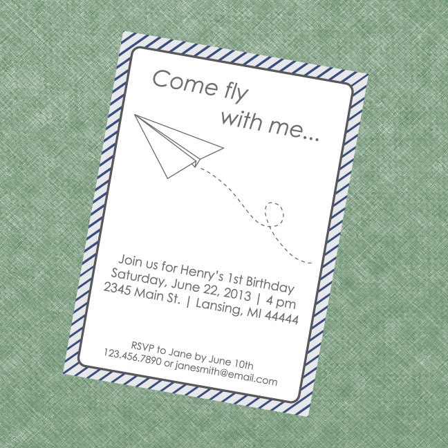 Paper Airplane Invitation Printable Invitation by SOSPrintables