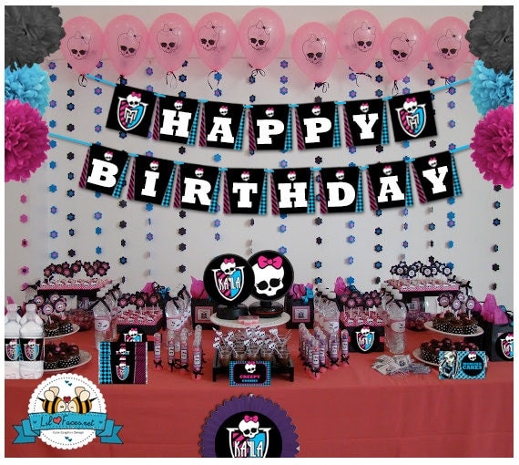 Monster High Birthday Party decoration EDITABLE Printable Personalized Package Set - Birthday Printable Supplies