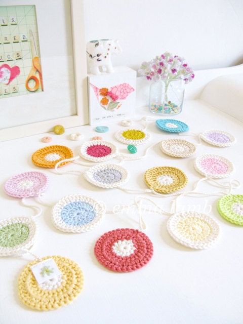 Polly : polka dot crochet garland, polka dot nursery decor in summer pastel colors & neon brights - ready to ship - emmalamb