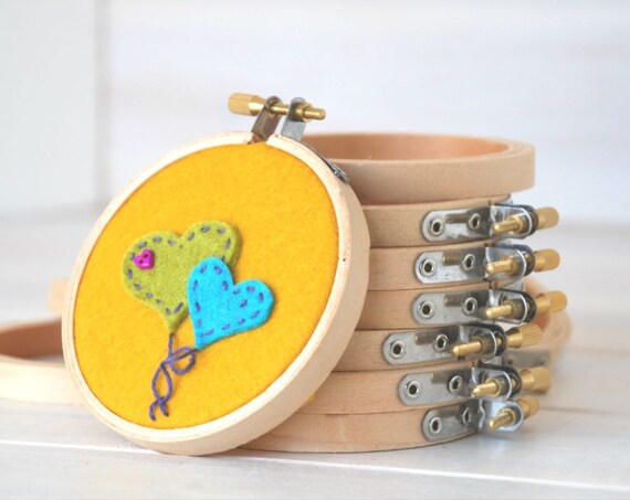 6 pack 3 Wooden Embroidery Hoop Embroidery by CraftyWoolFelt