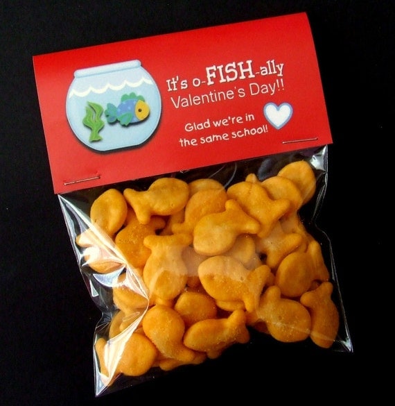 INSTANT DOWNLOAD - Printable Valentine Treat Bag Toppers - o - FISH - al Valentine's Day - Fish Il_570xn