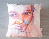 Pretty Neon Hued Portrait Painting Throw Pillow