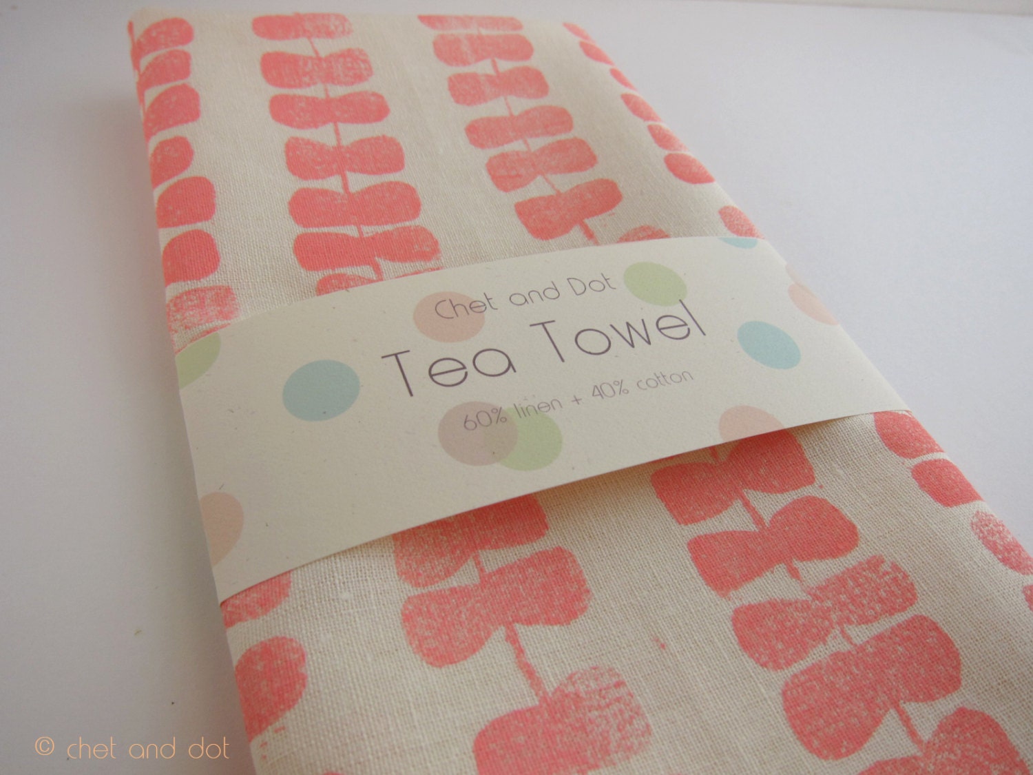 Modern Ribbons in Pink Lemonade Tea Towel