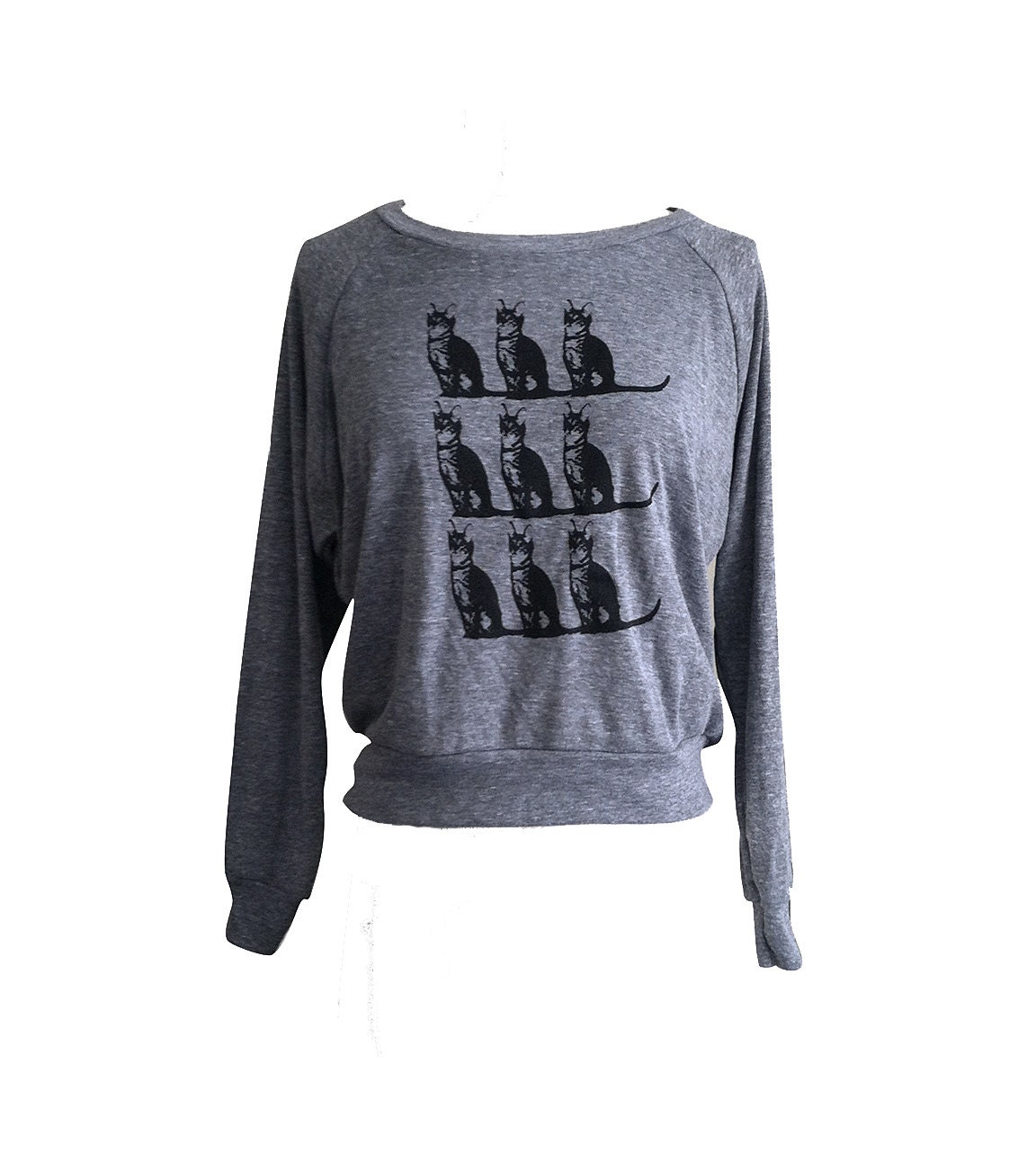 Womens Cat Sweater- Nine Lives Sweater American Apparel SOFT vintage feel - (Available in sizes S, M, L)
