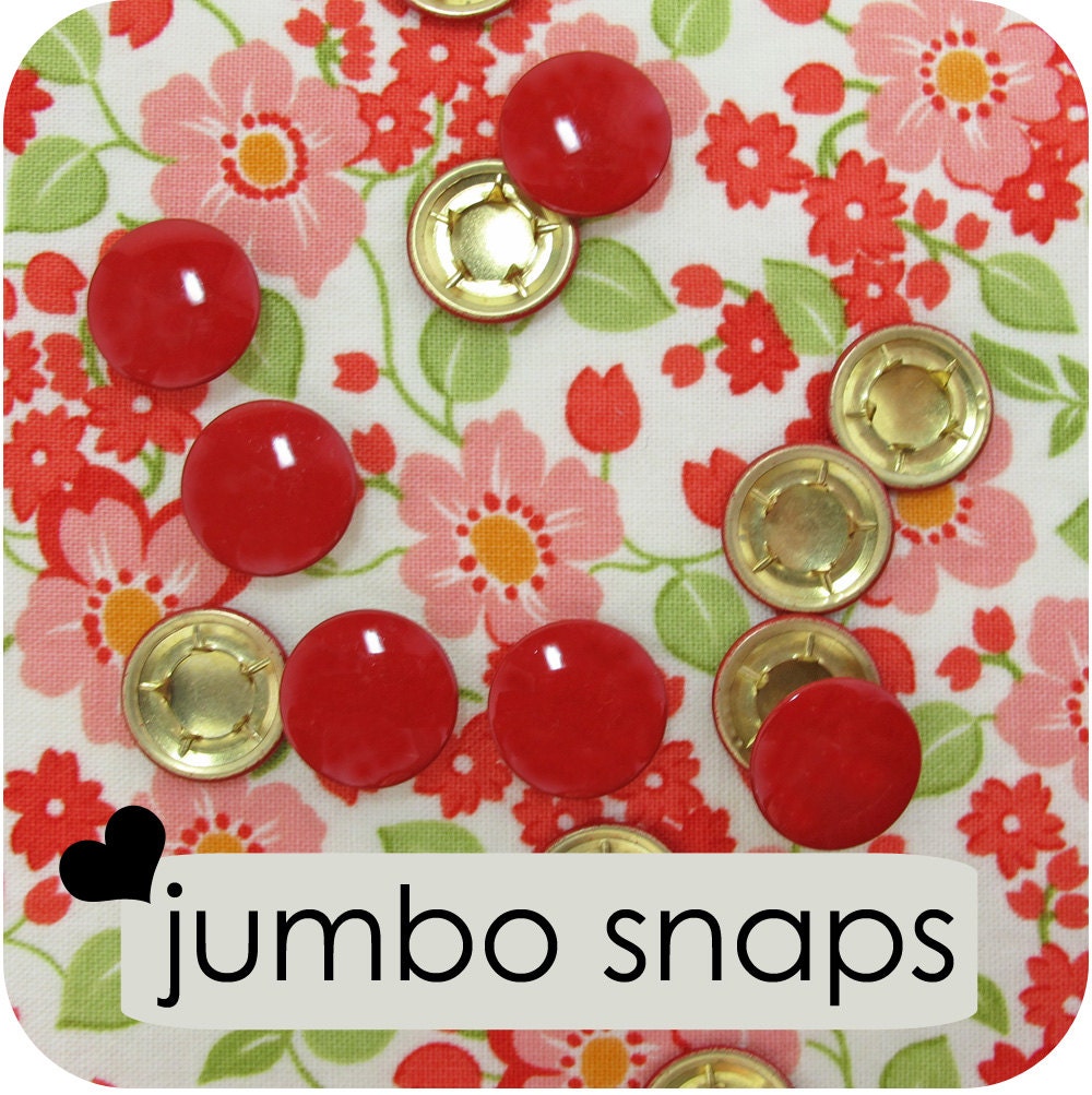 25 Jumbo Size 24 Long-Prong Snaps - Choice of 5 Colors - With Clear Lid Storage Tin