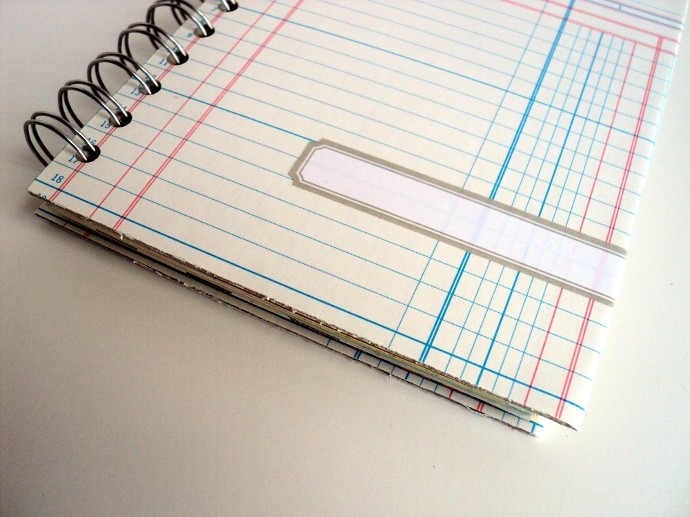 Ledger Artist Journal -- Upcycled Journal, Recycled, Mixed Paper