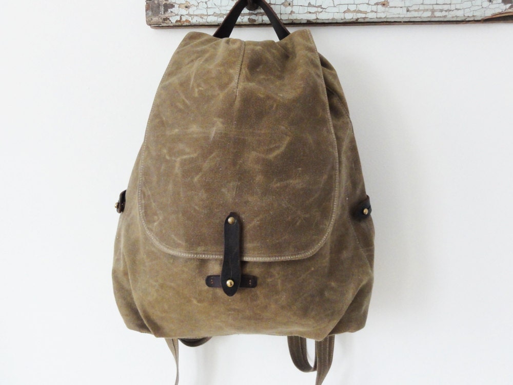 Tan Waxed Canvas Backpack
