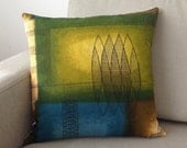 Vintage Pillow 50s Geometric Fabric Mid Century ATOMIC