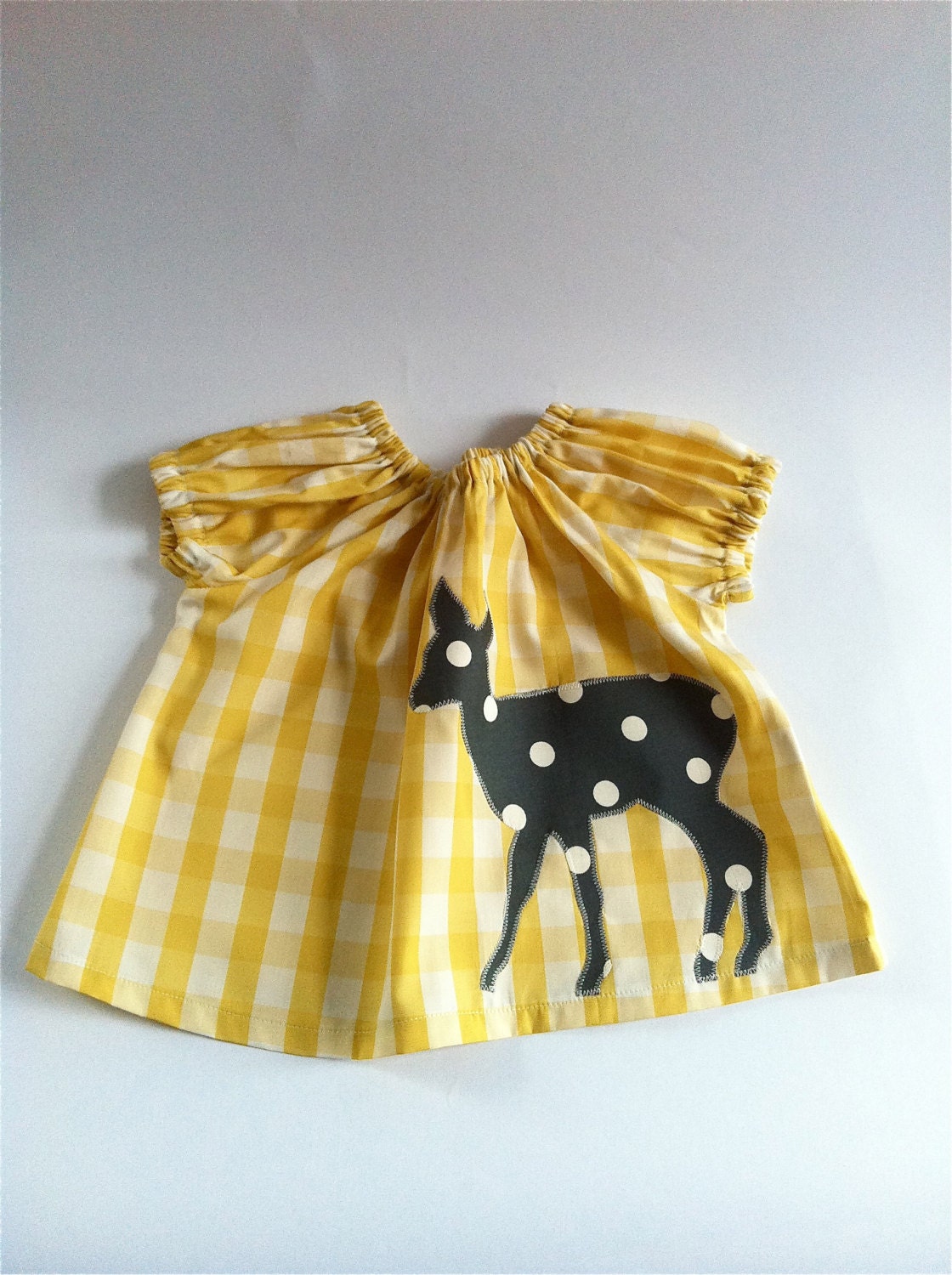 Yellow Check Deer Blouse