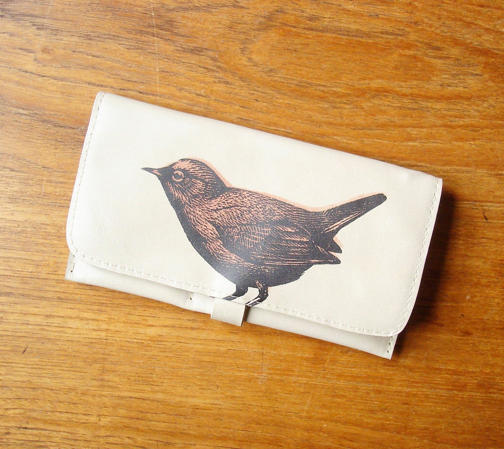 Womens Bird Wallet in Bone Leather