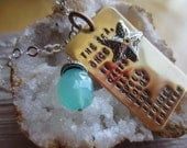 The Sea Hand Stamped Quote Starfish Pendant On Sterling Silver With Chalcedony Stone