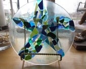 Starfish Mosaic Fused Glass Plate 10 Inch