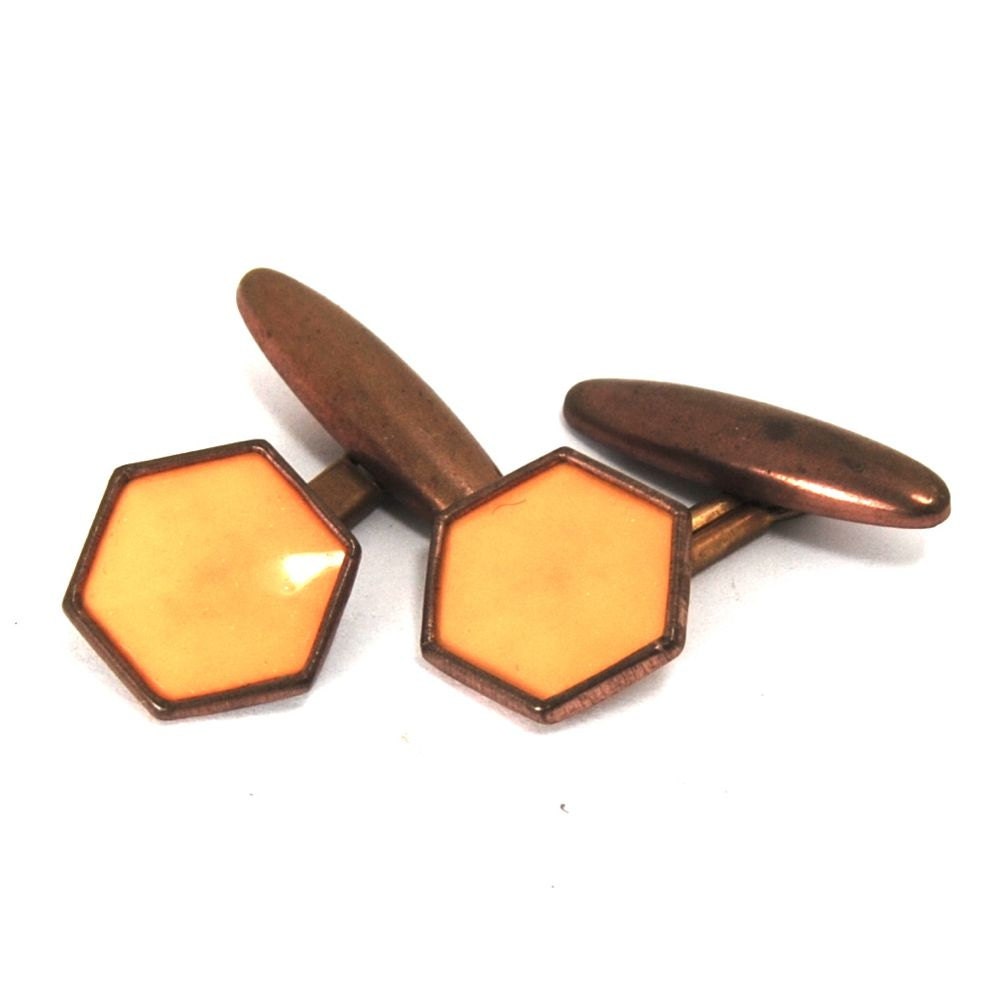Antique Art Deco Goldenrod Celluloid Cufflinks Circa 1920