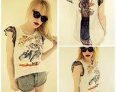 High Low Lace Cut out Tee S/M