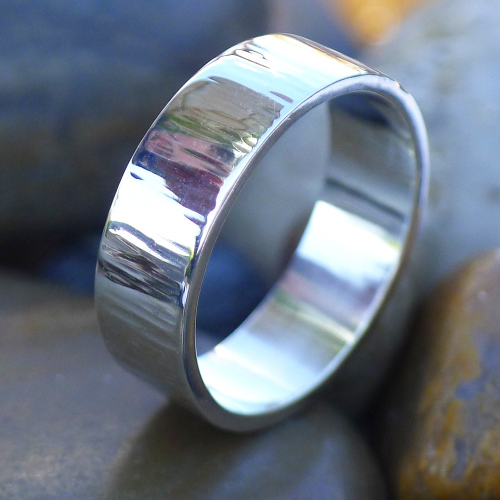 Handmade Hammered Silver Ring with Tree-bark Effect