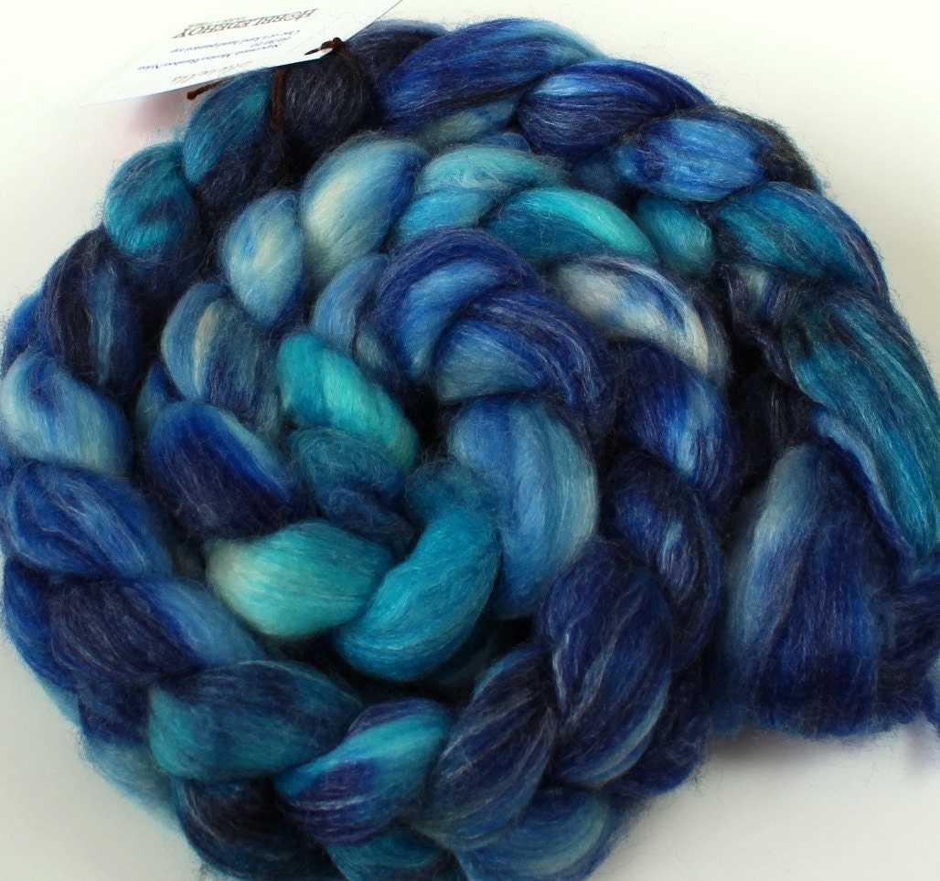 Bluebells - dyed Superwash Merino/bamboo/nylon top (4.3 oz.) roving
