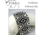 Peyote Pattern - Narrow Cubism Diamonds Peyote Cuff / Bracelet  - A Sand Fibers For Personal/Commercial Use PDF Pattern