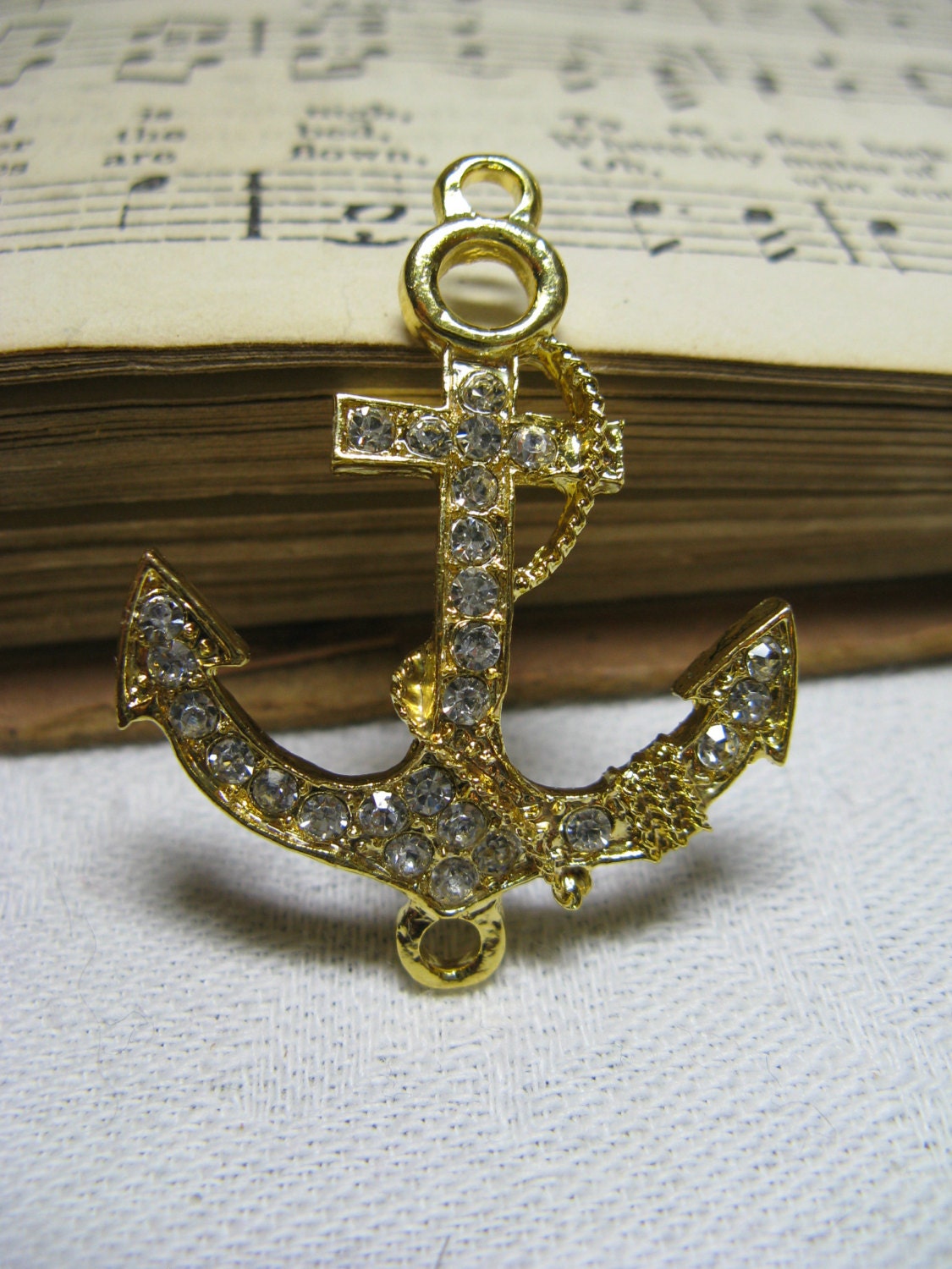 rhinestone anchor connector gold silver or copper