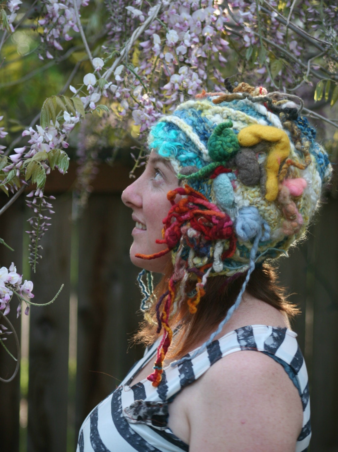 Sound of Seagulls-freeform crochet hat OOAK
