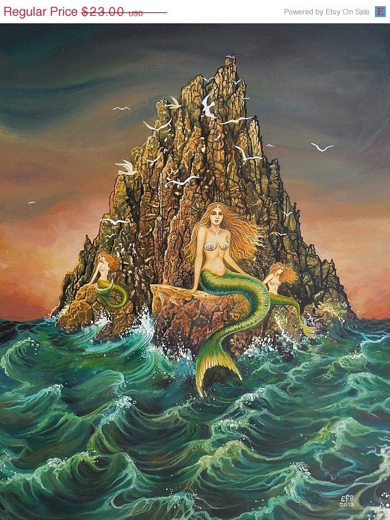 ON SALE The Mermaids Ocean Goddess Art 11x14 Fine Art Print