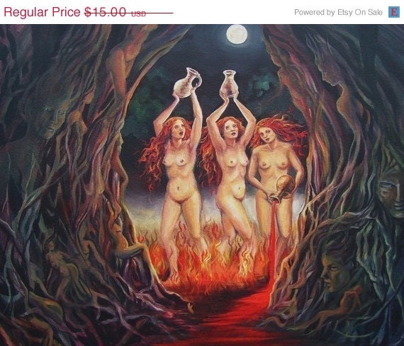 ON SALE Menstrual Night 8x10 Print Pagan Witch Goddess Art