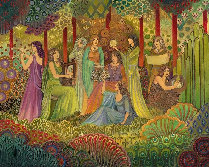 Nine Muses Greek Goddess Art Deco 8x10 Fine Art Print