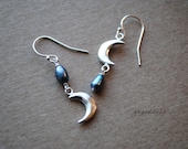 WAXING WANING Moons sterling silver and freshwater pearl earrings by srgoddess