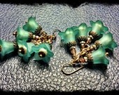 Floral Cluster Chandelier Earrings in Teal