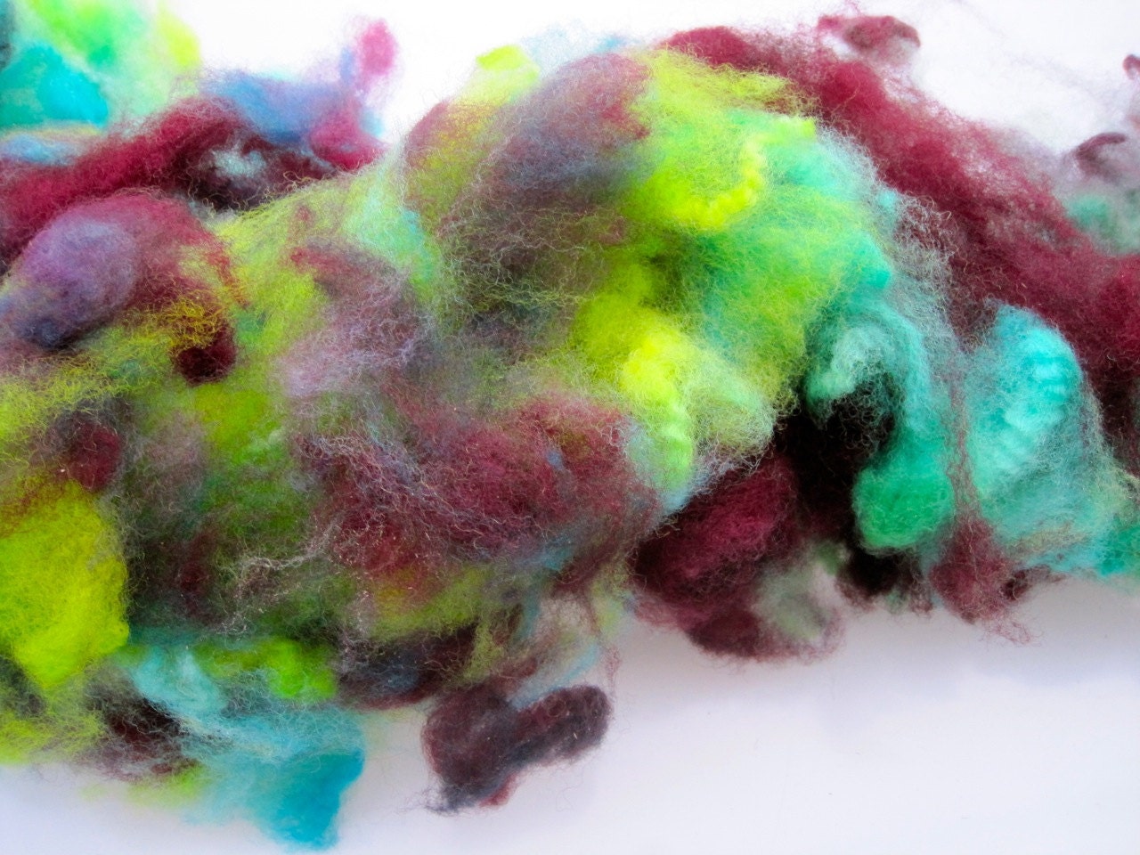 Mystic Lake kettle dyed 1 oz fiber clouds spinning felting
