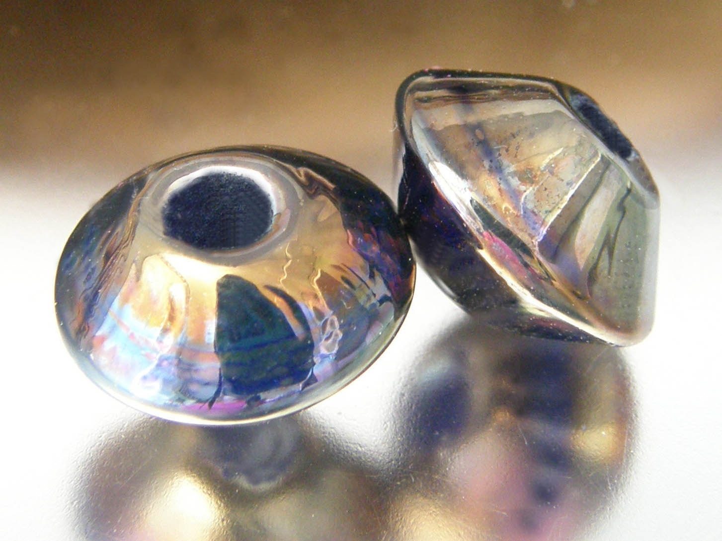 KILLERBEEDZ1 - Silver Blue - Bicone Lampwork Bead Set