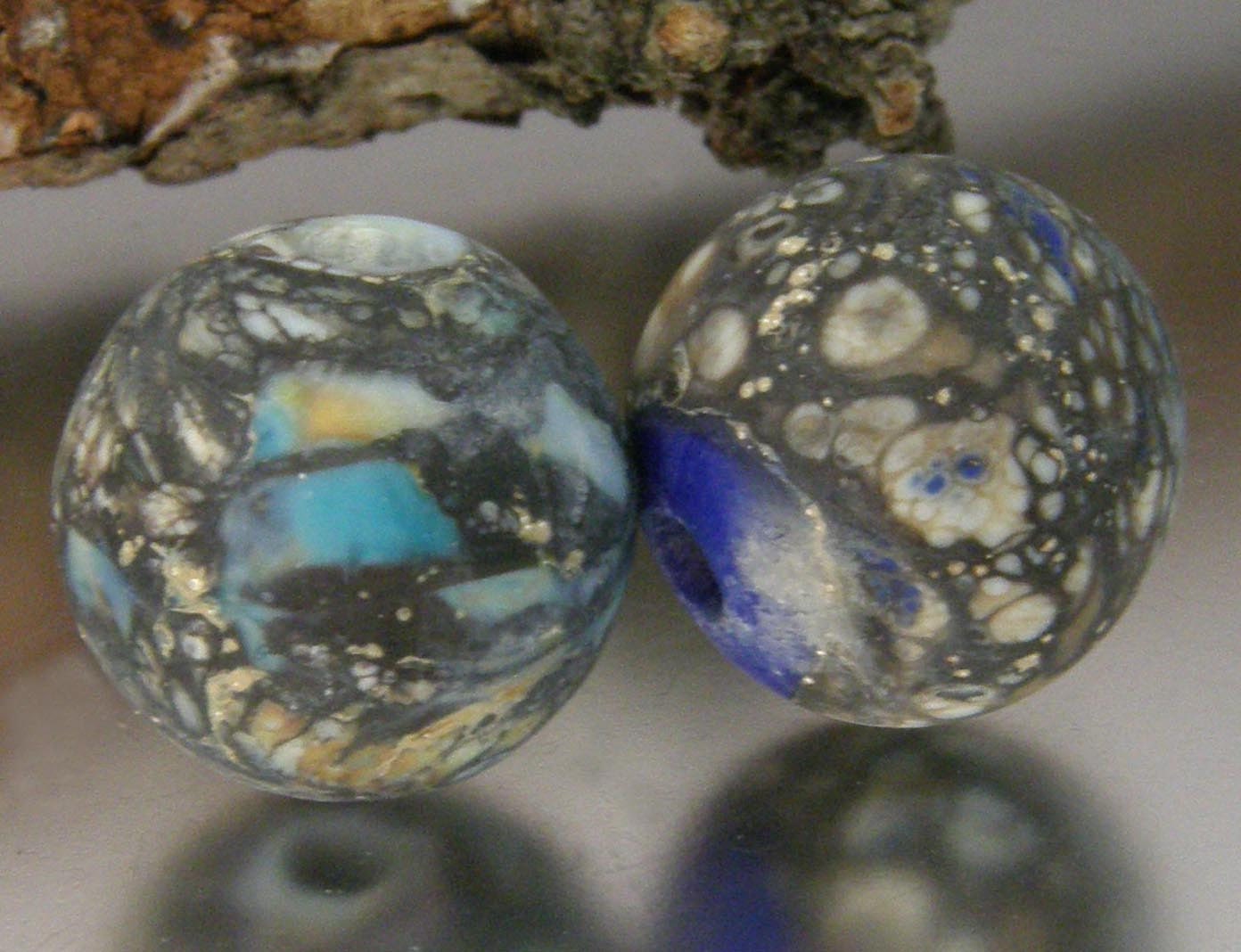 KILLERBEEDZ1 - Dark Sky -  Bicone Lampwork Bead Set