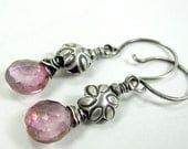 Mystic Pink Quartz Dangle Earrings
