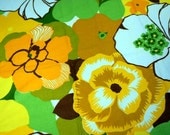Vintage Fabric 70s Craft Supplies Retro Sewing Quilting Cotton Fabric By The Yard Yardage Upholstery Yellow Green Flower Power Hippie Boho