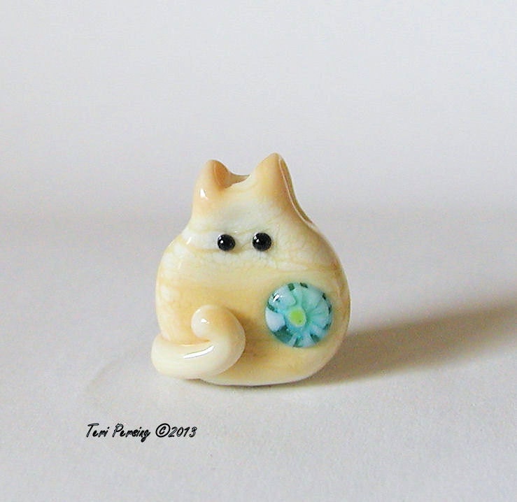 Kitten Bead Handmade Lampwork by teribeads -  Taro Itty Bitty FatCat