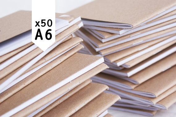 pack of 50 - recycled A6 notebooks - blank