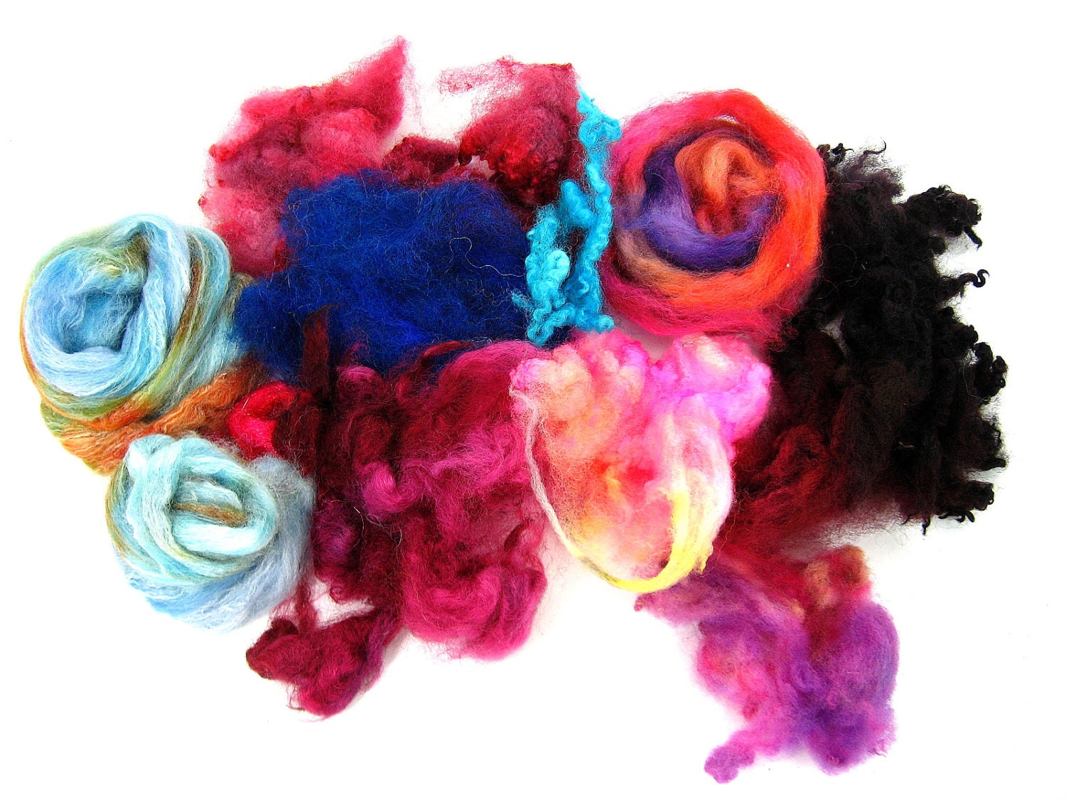 Carding Party Fiber Variety Pack A6-02- 2 oz - Great for carding batts, felting, spinning from the locks