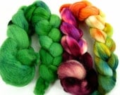 Ply Party 'Magnolia' and 'Shamrock'- spinning fiber combed top roving 4 oz spin felt
