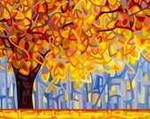 Small Fine Art Poster Print of an Original Abstract Acrylic Painting - October Gold