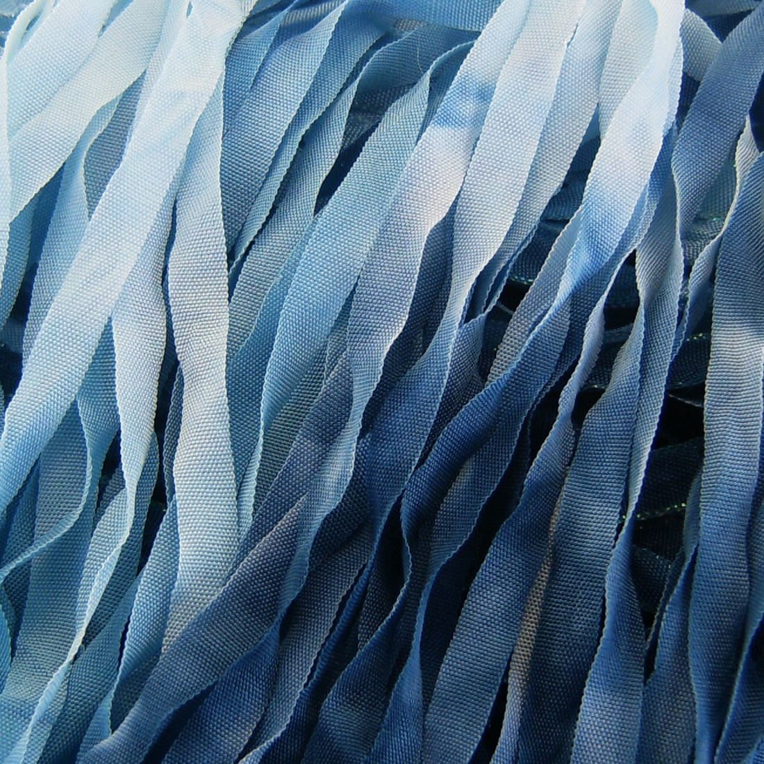 Hand Dyed Ribbon  LEVI BLUE   quarter inch  4 YARDS