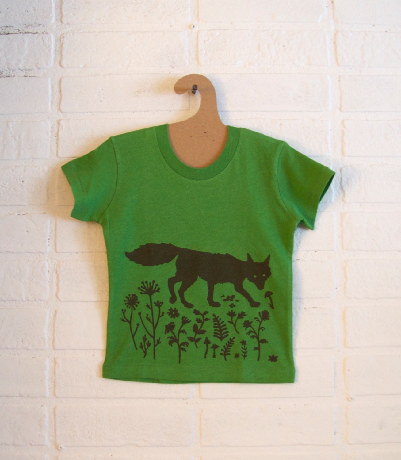 hand-printed organic cotton sneaky fox baby & toddler tee