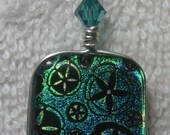 Teal Dichroic Glass pendant