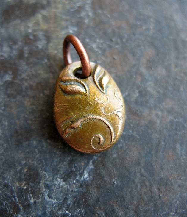 Golden Peridot Bronze Metal Charm
