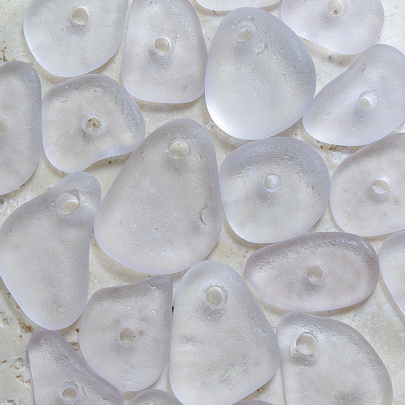 Light Lavender Sea Glass - 20 Pre-Drilled Beads And Pendants