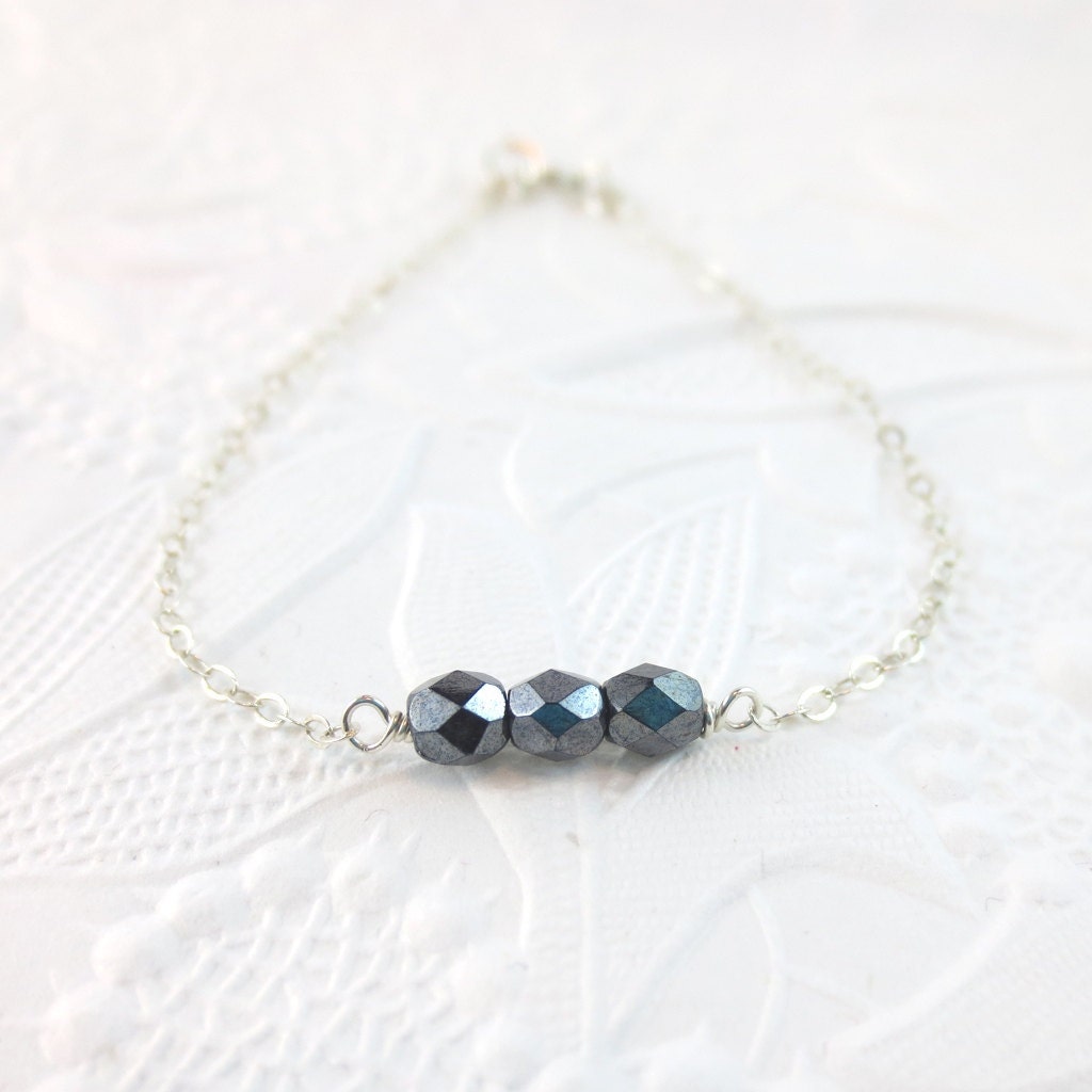Silver Gunmetal Geometric Bracelet