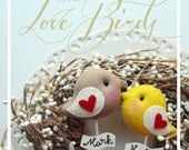 Personalized LOVE BIRDS Wedding Cake Topper Custom Color (set of 2)  - Party Decor, Wedding photo prop, Bridal Gift, Friendship Gift