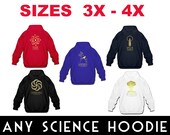3X and 4X Science Hoodie Sweatshirt, Scientist Clothing, Mens Sweater, Unisex Long Sleeve, Hooded Pullover Physics Shirt, Plus Size 3XL 4XL