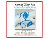 Peyote Bracelet Pattern ... MORNING GLORY Vine ... Wide Cuff . Floral Design . Feminine . Mothers Day Gift . Leaves . Spring . 3 for 2