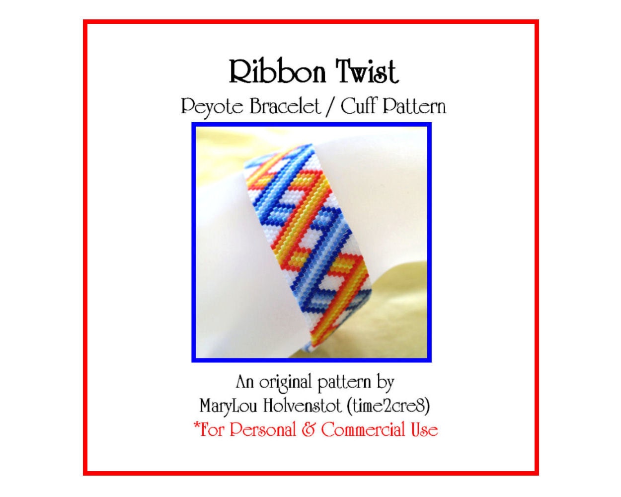 Peyote Bracelet Pattern ... RIBBON TWIST ... Folded Ribbon . Geometric . Narrow . Bonus Pattern . Modern . Simple . Chic . Stripes . 3 for 2