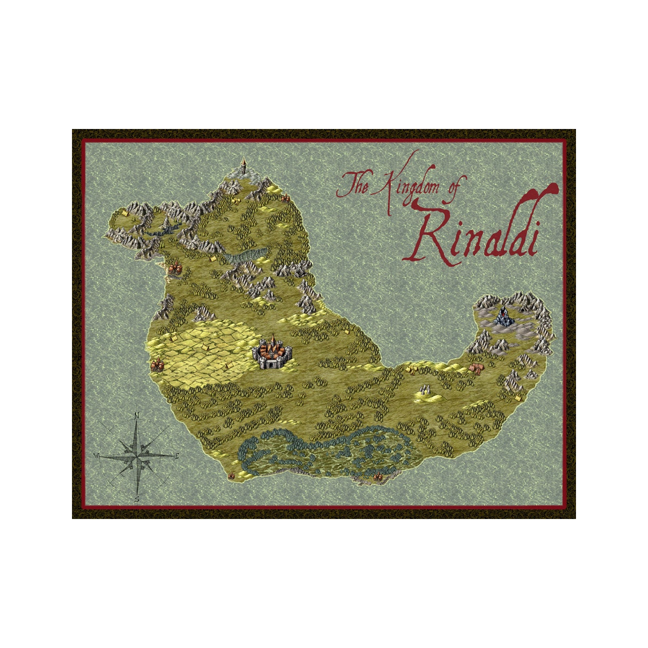 The Kingdom of Rinaldi Fantasy Map Wall Decal